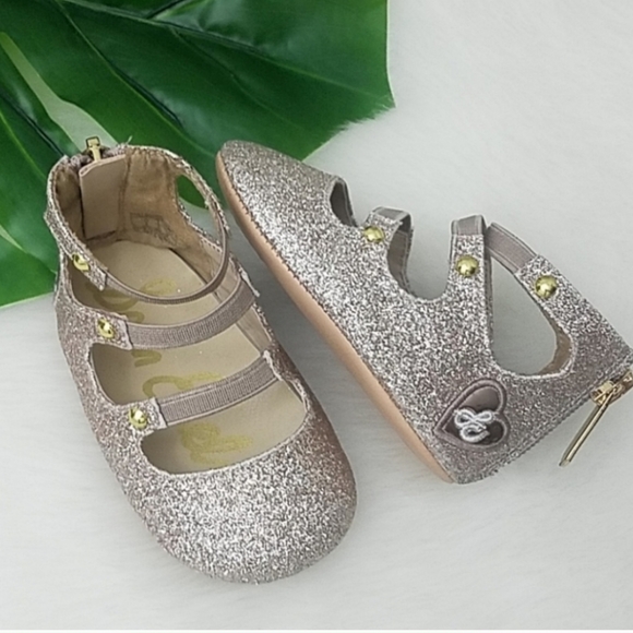 Sam Edelman gold sparkly crib shoes Size 3 - Picture 1 of 7